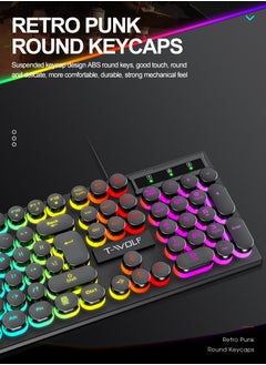 T-WOLF Gaming Mouse 104 Keys Gaming Keyboard ,Waterproof RGB Color Suitable for PC/Ps4/Xbox Gamers, Android PUBG CODM Genshin Diablo All Games  - Image 5