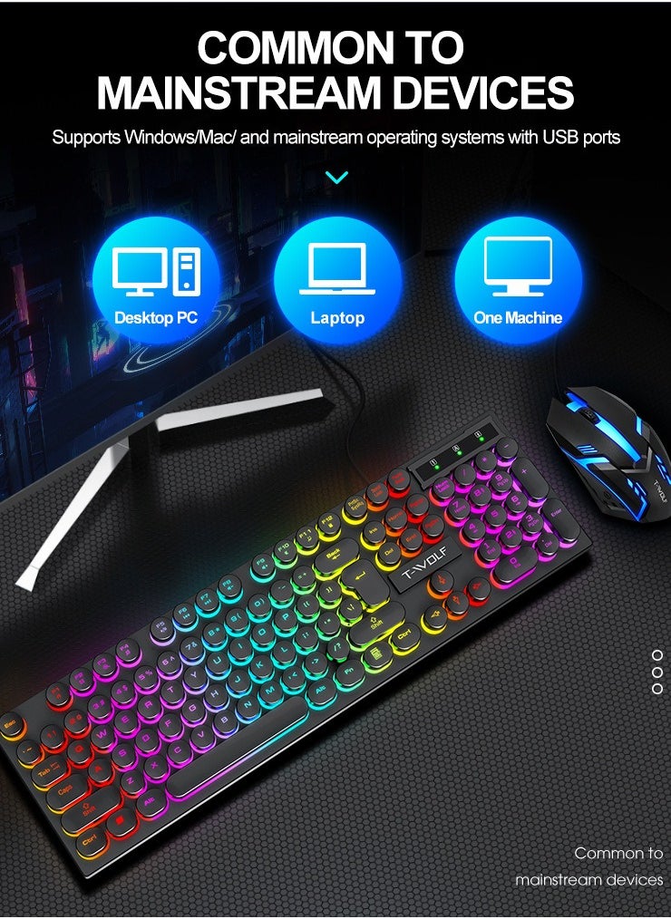 Gaming Mouse 104 Keys Gaming Keyboard ,Waterproof RGB Color Suitable for PC/Ps4/Xbox Gamers, Android PUBG CODM Genshin Diablo All Games