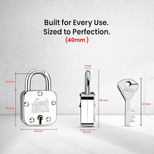 Link Atoot 40mm Padlocks 5Pcs Set | Double Locking | Steel Body | Hardened Shackle | 5 Brass Levers | Made in India | 3 Keys for Each Padlock - Image 4