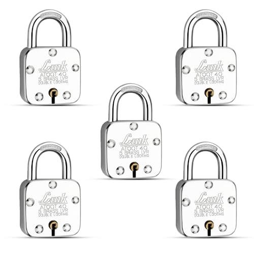 Link Atoot 40mm Padlocks 5Pcs Set | Double Locking | Steel Body | Hardened Shackle | 5 Brass Levers | Made in India | 3 Keys for Each Padlock - Image 1