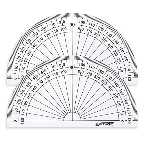 EXTRIC Protractor for Geometry, 4 Inch Clear Plastic Protractor for Woodworking, 2 Count Protractors for Classroom 180 Degrees, Math Protractors - Image 1