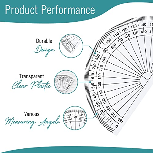 EXTRIC Protractor for Geometry, 4 Inch Clear Plastic Protractor for Woodworking, 2 Count Protractors for Classroom 180 Degrees, Math Protractors - Image 4