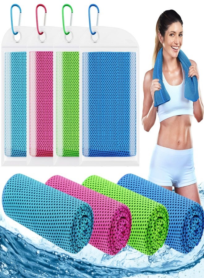 Leuceiy Cooling Towels for Neck and Face(40"×12"),Microfiber Soft Breathable Chilly Towel 4 Pack, Ice Towel for Yoga, Sports, Gym, Running, Workout, Camping, Fitness, Golf, Hiking, Travel - Image 1