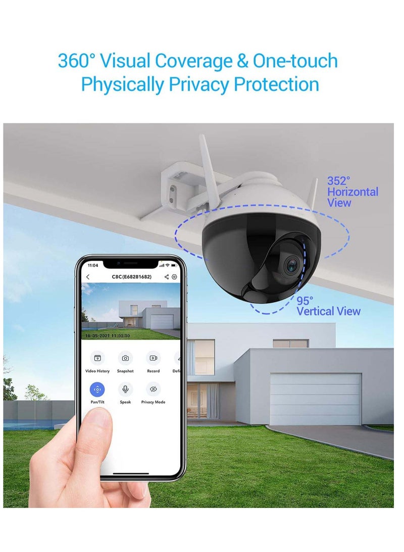 SYOSI كاميرا مراقبة 360 درجة خارجية وكاميرات واي فاي للأمن المنزلي بدون اشتراك مع كشف الحركة ورؤية ليلية ملونة وتسجيل صوتي ومضادة للماء وأليكسا وجوجل بسعة 256 جيجابايت - Image 4