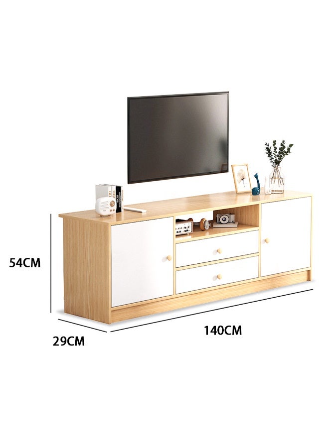 Generic Simple TV Cabinet, 55 Inch TV Stand with Drawers Doors & Open Shelf, Wooden TV Console Table, Modern TV Table Unit with Storage for Living Room, Bedroom, DSG017-140 (Grey with White) - Image 2