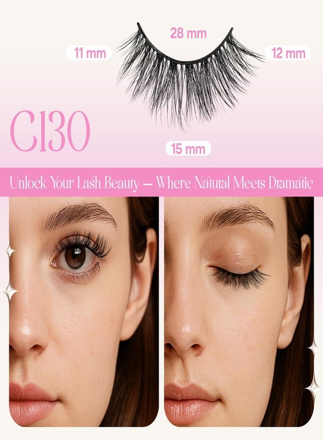 CALAILIS Self Adhesive Eyelashes 5 Pairs Natural Look Press On Lashes No Glue Need Eyelashes Reusable Cat Eye Wispy Self-adhesive False Lashes with Replacement Adhesive Strips (C130) - Image 5