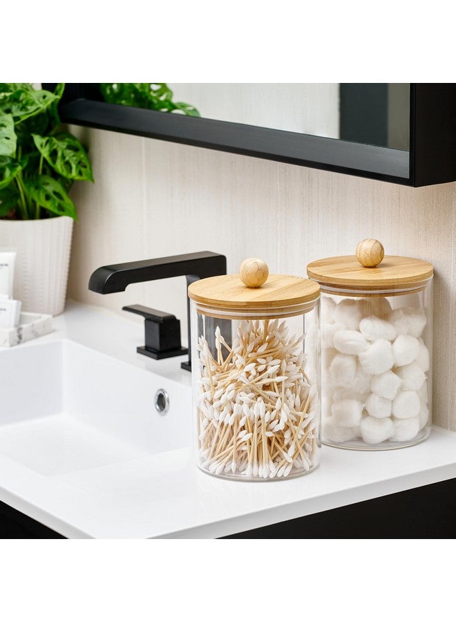 Le'raze Set of 2 Large Glass Canisters for Kitchen Counter with Airtight Bamboo Lids + Marker & Labels - Cookie Jars with Wooden Lid, Food Storage Containers for Pantry, Flour Pasta Candy Coffee Pods - 68oz. - Image 3
