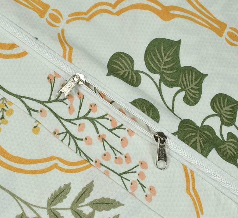 TIB Glace Cotton Geometric Duvet Cover Single Bed | Quilt Cover | Blanket Cover | 140 GSM, 60x90, Jaipuri Cream - Image 3