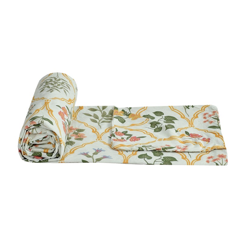 TIB Glace Cotton Geometric Duvet Cover Single Bed | Quilt Cover | Blanket Cover | 140 GSM, 60x90, Jaipuri Cream - Image 4