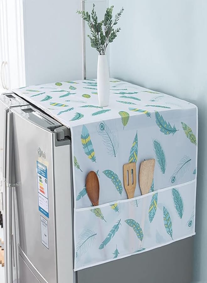 NICENEEDED Fridge Dustproof Cover, Refrigerator Washing Machine Top Cover with Kitchenware Organizer Pockets, 51 X 21.7 Inch (Assorted Colors)