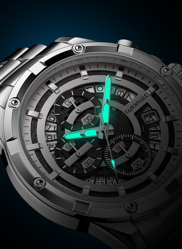 Mark Fairwhale Watches for Men Watch Quartz Luxury Stainless Steel Water Resistant Chronograph Watch 5430 - Image 5