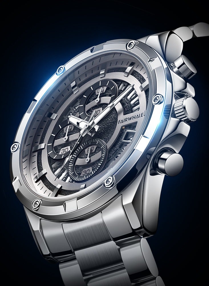 Mark Fairwhale Watches for Men Watch Quartz Luxury Stainless Steel Water Resistant Chronograph Watch 5430 - Image 4