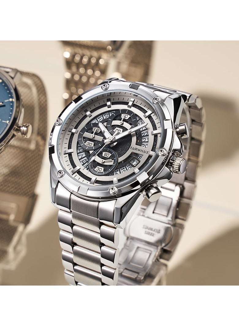 Mark Fairwhale Watches for Men Watch Quartz Luxury Stainless Steel Water Resistant Chronograph Watch 5430 - Image 2