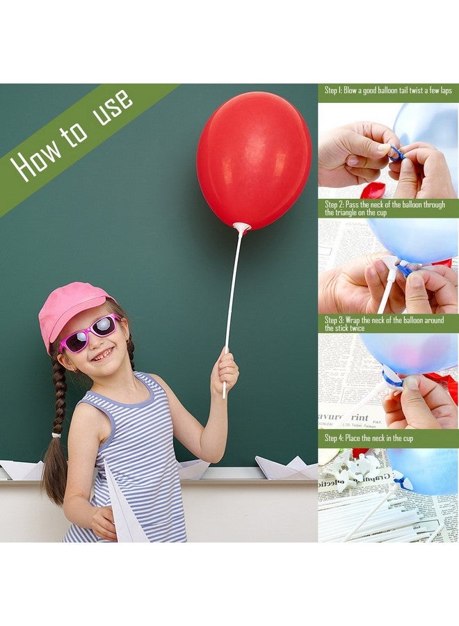 Pllieay 50 قطعة عصي بالون بلاستيكية بيضاء مع أكواب للحفلات، عيد الحب، الزفاف، تزيين الذكرى السنوية - Image 5