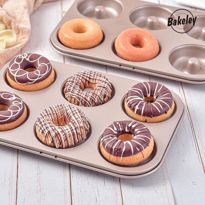 Bakeley Non-stick 6-Cavity Donut Pans,Set of 2,Ring Doughnut Pan,Donut Pan for Baking(Champagne Gold) - Image 5