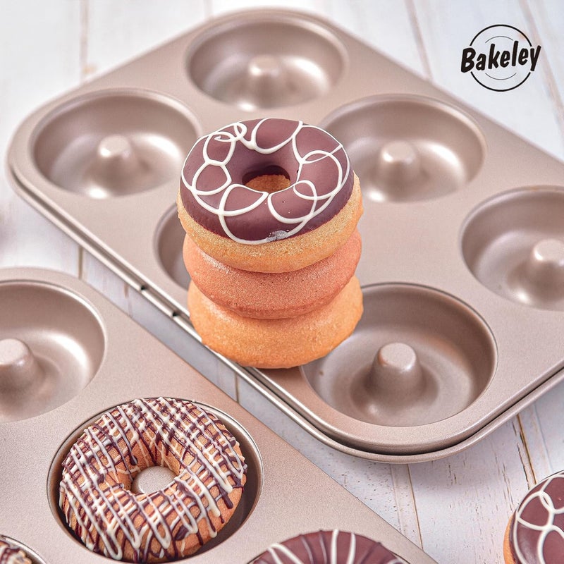 Bakeley Non-stick 6-Cavity Donut Pans,Set of 2,Ring Doughnut Pan,Donut Pan for Baking(Champagne Gold) - Image 4