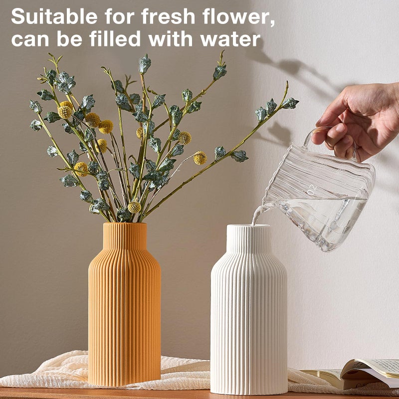 MFACOY WHITE CERAMIC FLOWER VASE MINRIMALIST MODERT HOME HOME DISCITION SMITHER PAMPAS PAMPAS FASES FORSTING BOMED BOMED OFFICE RACK BATHER SEFF CORPENT - Image 2