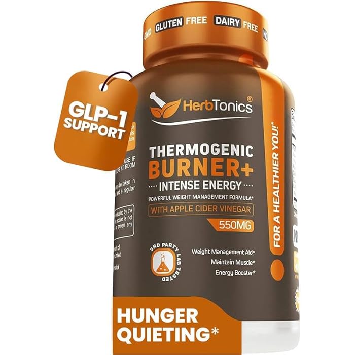 Herbtonics Thermogenic Burner + Apple Cider Vinegar – Weight Management Supplement for Women & Men, Supports Appetite Management, Metabolism & Energy, 60 Vegetarian Capsules - Image 1