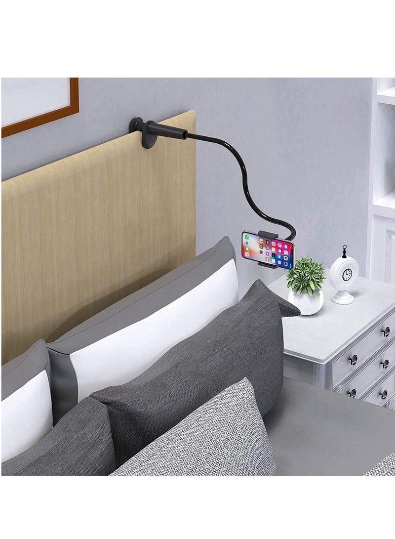 Gooseneck Phone Holder for Bed, 360° Rotate Support Rod One-Hand Adjustable Cell Phone Holder, Flexible Long Arm Headboard Clip Clamp Cell Phone Stand, Compatible with All 4.7-7" Devices - Image 3