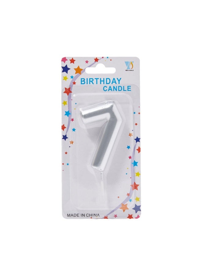 Number-7 Silver Colour With Stick Birthday Candle