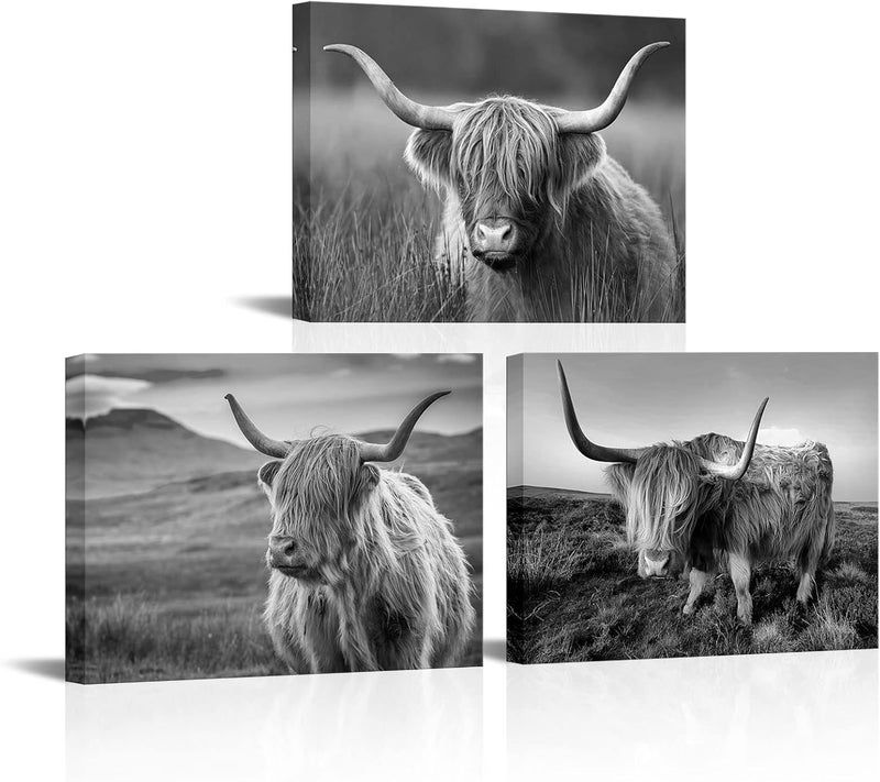 HOMEOART Highland Cow Wall Art Set - Image 1