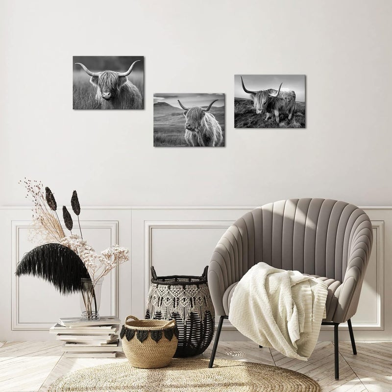 HOMEOART Highland Cow Wall Art Set - Image 2
