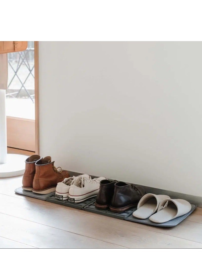 Versatile shoe drying and organizing mat – Stylish, waterproof, and non-slip design; holds up to 4 pairs of shoes; ventilated surface for faster drainage and drying; protects floors from water and dirt; durable, easy-to-clean material; ideal for entryway, balcony, or laundry room; gray color - 4584 - Image 1