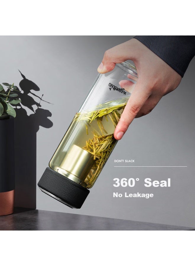 Wanxiang Glass Cup, Classic Leather Texture U3 Business Office Cup, High Borosilicate Tea Cup, 460ml Household Water Cup With Filter - Image 4
