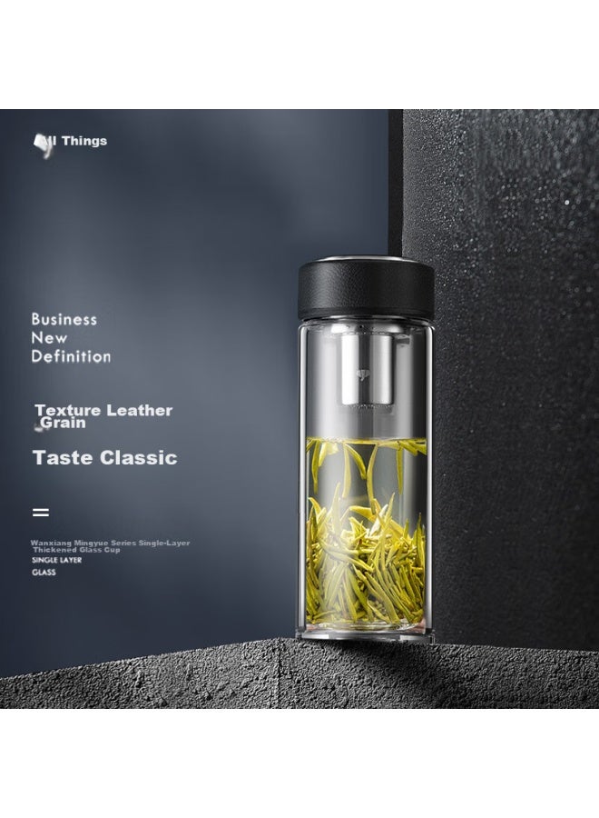 Wanxiang Glass Cup, Classic Leather Texture U3 Business Office Cup, High Borosilicate Tea Cup, 460ml Household Water Cup With Filter - Image 1