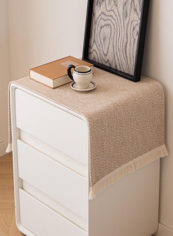 Zulzifs Nightstand Cover - Coffee Table Cover Dresser Cover Top with Tassels, 15.7 x 35 Inches Small Table Cloth Doilies Furniture for Nightstand Bedroom Bedside Living Room - Image 1