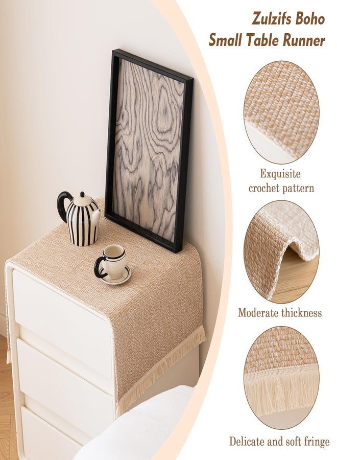 Zulzifs Nightstand Cover - Coffee Table Cover Dresser Cover Top with Tassels, 15.7 x 35 Inches Small Table Cloth Doilies Furniture for Nightstand Bedroom Bedside Living Room - Image 4