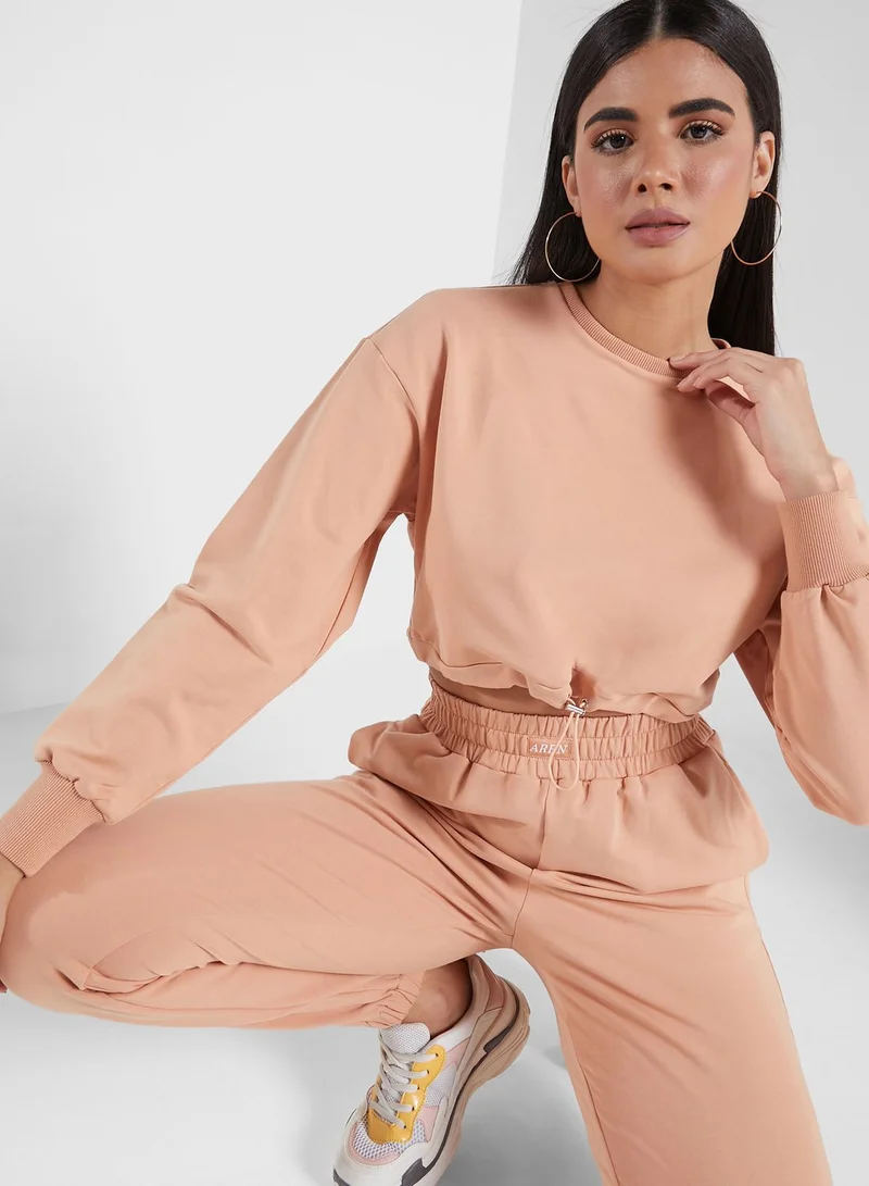 AREN Lounge Cropped Drawcord Top