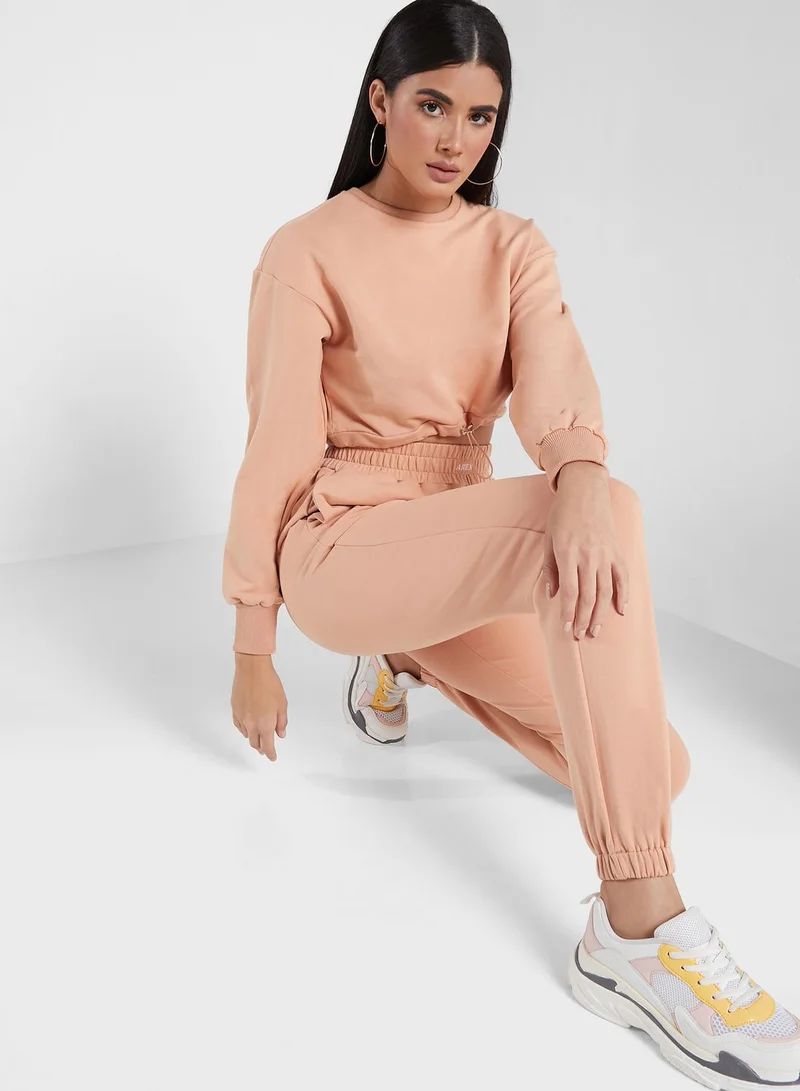 AREN Lounge Cropped Drawcord Top