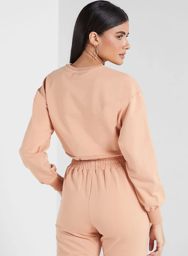AREN Lounge Cropped Drawcord Top