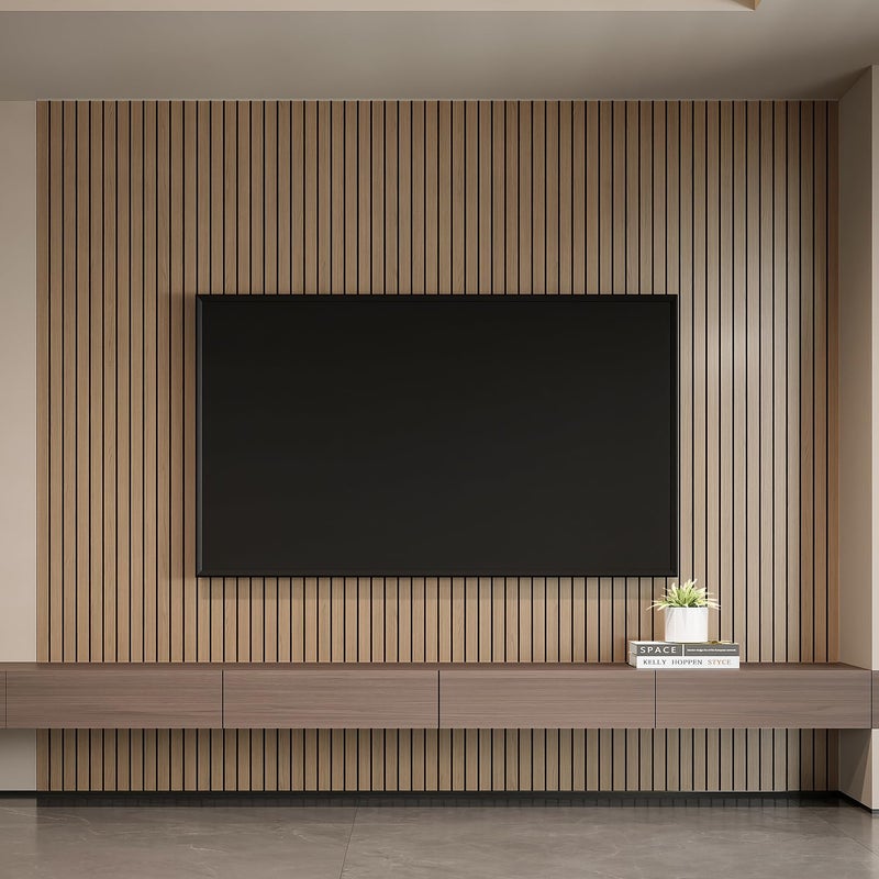 YLL YLL PVC Slat Wall Panel Peel and Stick 236"x 15.7" Faux Oak Grain Wood Slat Panel Self-Adhesive Wallpaper Soundproof 3D Wall Panels - Image 4