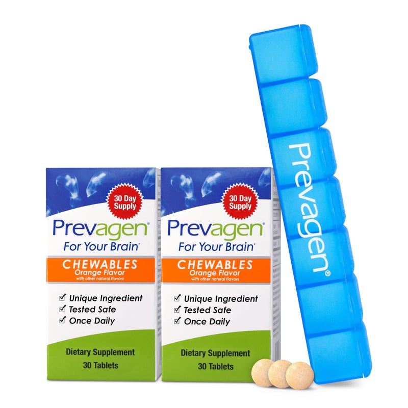 Prevagen بريفاجين قوة منتظمة 10 ملغ 30 مضغوطات برتقالية عبوتين مع أباكيوارين فيتامين د بريفاجين 7 أيام منظم الحبوب