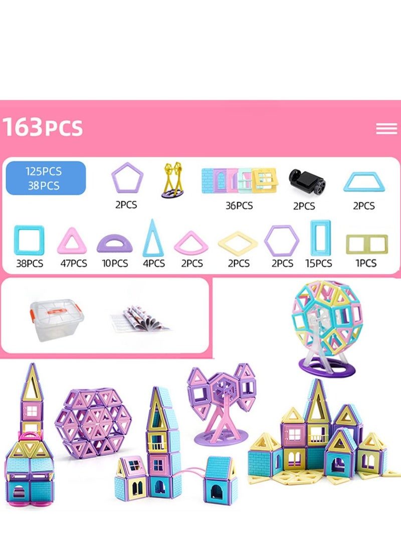 بيبي لاند 163 قطعة مكعبات بناء مغناطيسية، للأطفال، ألعاب مغناطيسية ثلاثية الأبعاد، 2 -7 سنوات للأولاد والبنات - Image 2