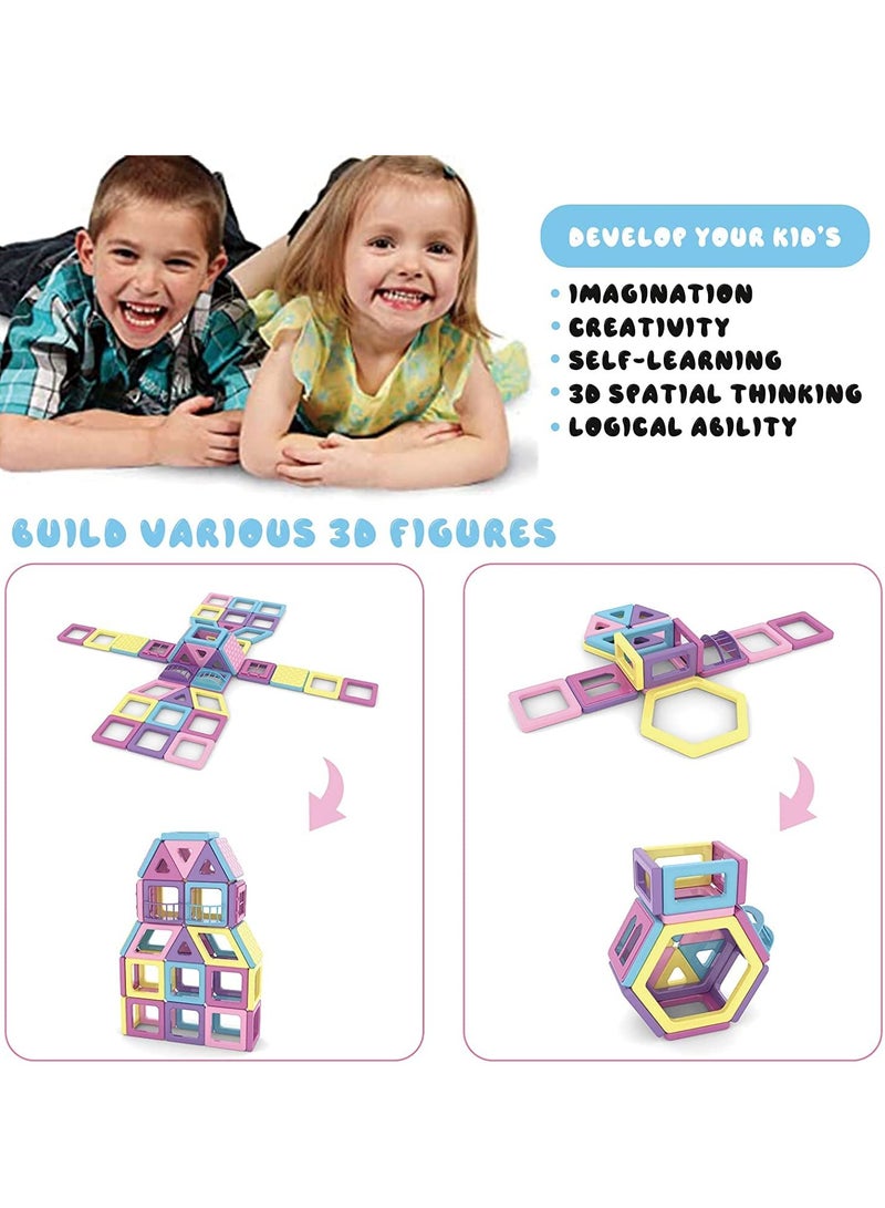 بيبي لاند 163 قطعة مكعبات بناء مغناطيسية، للأطفال، ألعاب مغناطيسية ثلاثية الأبعاد، 2 -7 سنوات للأولاد والبنات - Image 5