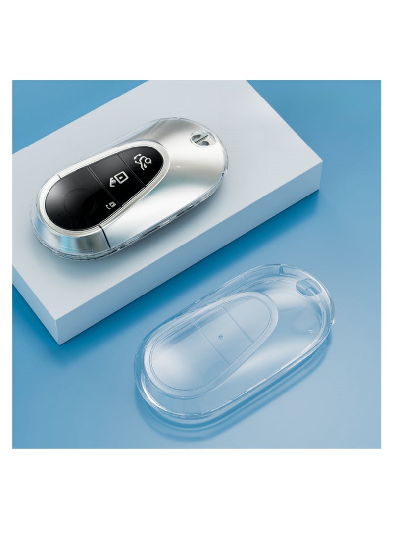 نوفولان غطاء مفتاح سيارة NOVOLAN مكون من قطعتين متوافق مع سيارات مرسيدس بنز S Series S450L 400L 500L S400 S450 480 500، غطاء شفاف فائق النحافة، مظهر أصلي يحمي من الغبار (أسود) - Image 2