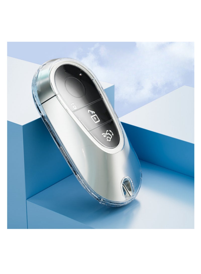 نوفولان غطاء مفتاح سيارة NOVOLAN مكون من قطعتين متوافق مع سيارات مرسيدس بنز S Series S450L 400L 500L S400 S450 480 500، غطاء شفاف فائق النحافة، مظهر أصلي يحمي من الغبار (أسود) - Image 4