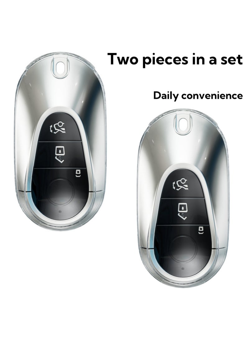 نوفولان غطاء مفتاح سيارة NOVOLAN مكون من قطعتين متوافق مع سيارات مرسيدس بنز S Series S450L 400L 500L S400 S450 480 500، غطاء شفاف فائق النحافة، مظهر أصلي يحمي من الغبار (أسود) - Image 5