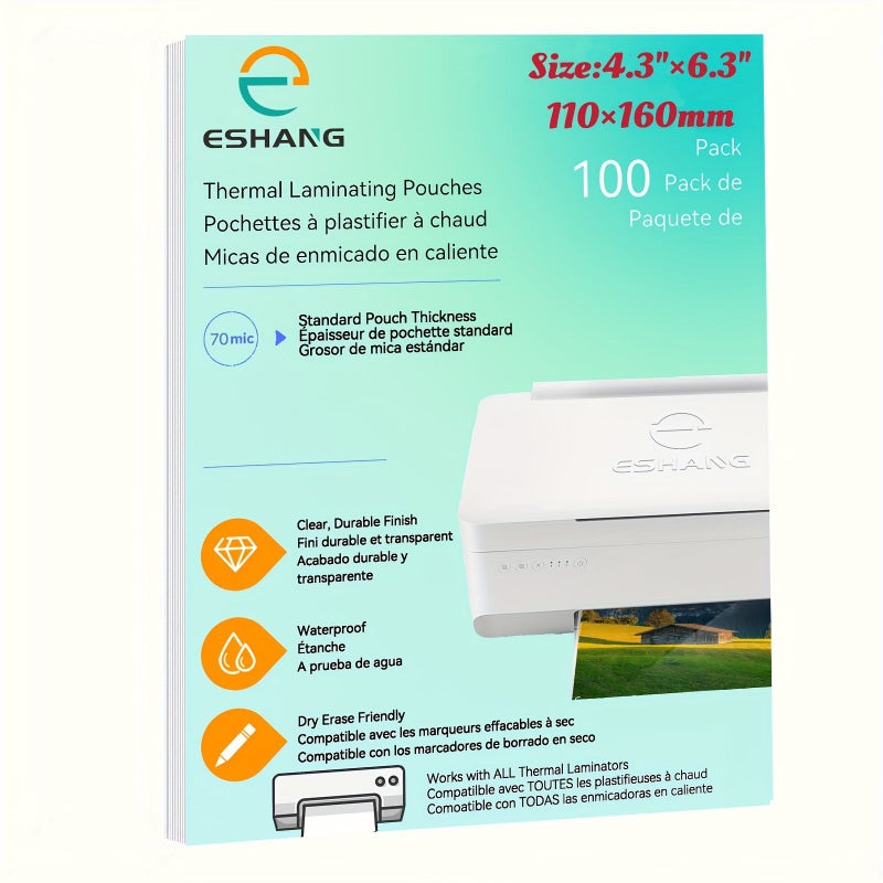 100pcs 4.3x6.3 Inch Clear Thermal Laminating Sheets 70 Mic PVC Non Electric Office Equipment - Image 4