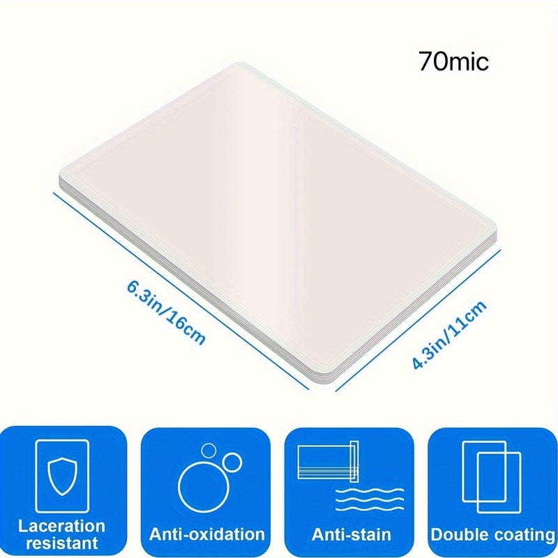 100pcs 4.3x6.3 Inch Clear Thermal Laminating Sheets 70 Mic PVC Non Electric Office Equipment - Image 2