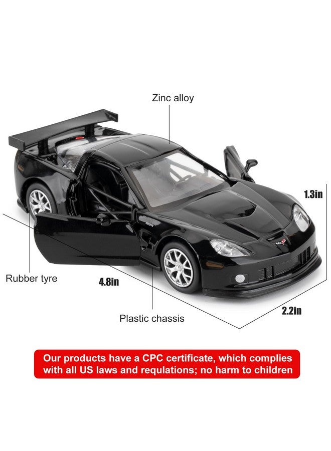 RMZ City 1/36 Die-cast Alloy Car, Chevrolet Corvette C6R Model Car, Toy Car with Pullback Function, Model Toy for Collection, Gift for Boys and Girls (Black) - Image 2