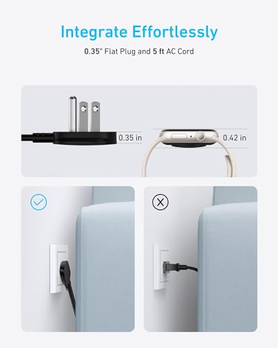 Anker 300J Flat Plug 10-in-1 Ultra Thin Power Strip with 6 AC, 2 USB-A & 2 USB-C Ports, Extension Cord, Desk Charging Station for Home, Office, College, Dorm, 5 Feet, Black - Image 5