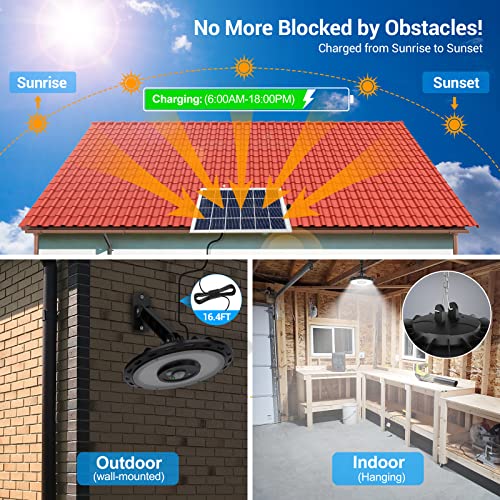 ropelux Solar Lights Indoor Outdoor, 3000LM Dimmable 5 Modes (2 for All Day Lighting) Motion Sensor Solar Shed Light with Remote IP65 Waterproof for Barn Gazebo Yard Garage Patio Security Lighting - Image 2