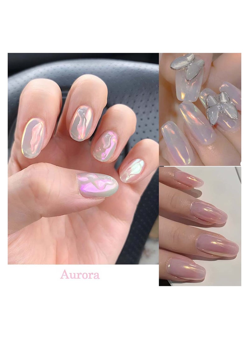SYOSI Chrome Nail Powder Metallic Mirror Effect Pigment Chrome Iridescent Pearl Mica Powder Mirror Laser Aurora Nail Powder Aurora Powder  for Nail Art - Image 2