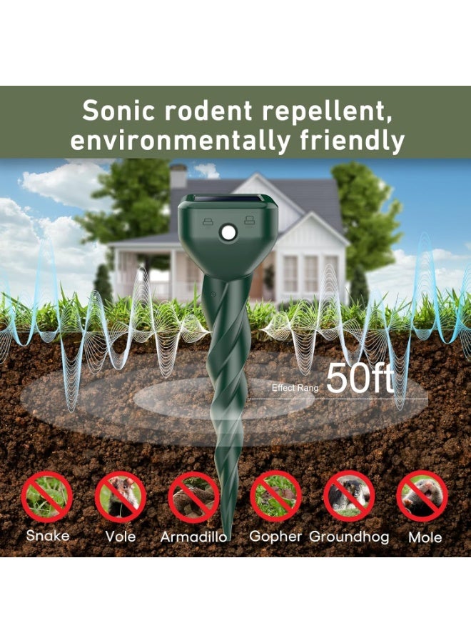 general Mole Repellent Solar Powered, 4 Pack Snake Repellent for Yard, Waterproof Ultrasonic Deterrent Stakes, Get Rid for Rabbit, Gopher, Vole, Skunk, Chipmunk, Deer, Groundhog Sonic Spikes for Lawns Garden - Image 5