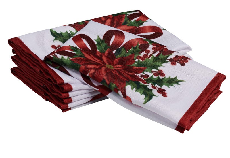 Kadut Christmas Ribbon  Cloth Napkins  (17x17 Inch) Xmas Ribbon Set of 4 Dinner Napkins  Heavy Duty Fabric  Cloth Napkins  for Harvest  Holiday  Fall  Parties & Christmas Dinner. - Image 3