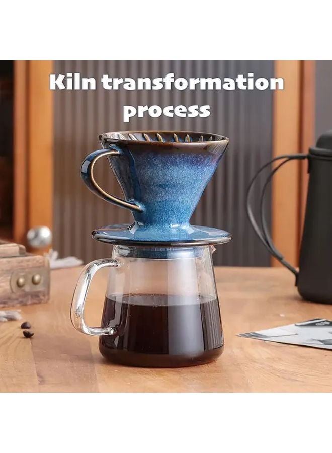 Porcelain Pour Over Coffee Maker For 1 4 People With 100 Paper Filters Blue - Image 5
